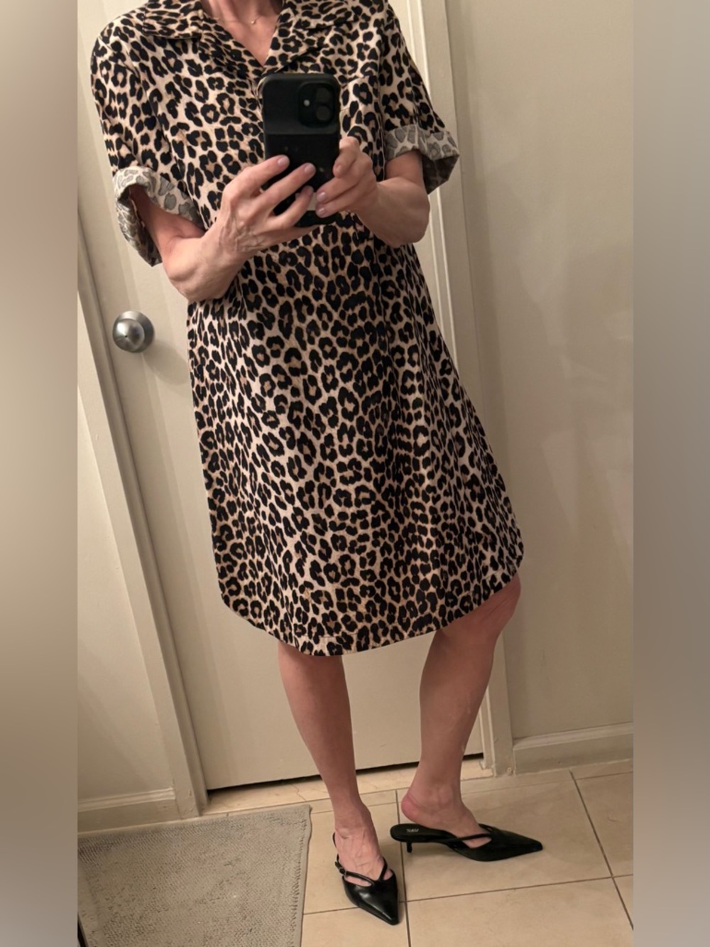 Leopard Print Popover dress in 100% cotton